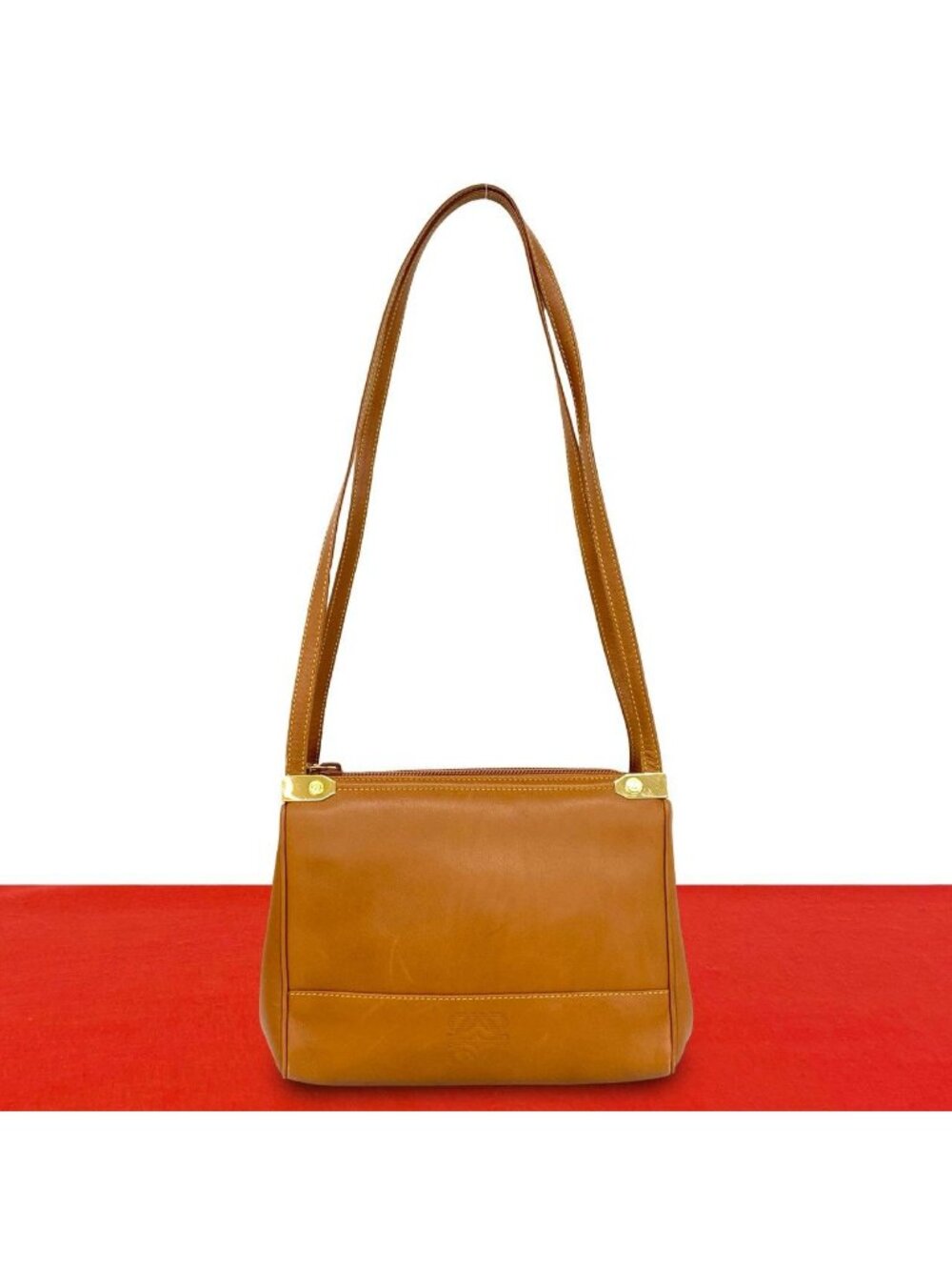 Loewe Vintage Anagram Logo Leather Shoulder Bag Mini Tote Brown